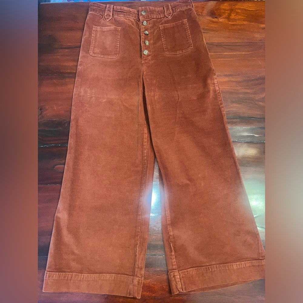 Frye Ilana Ultra High-Rise Corduroy
Wide-Leg Cropped Jeans Sz30 Dark
Orange - Picture 8 of 9